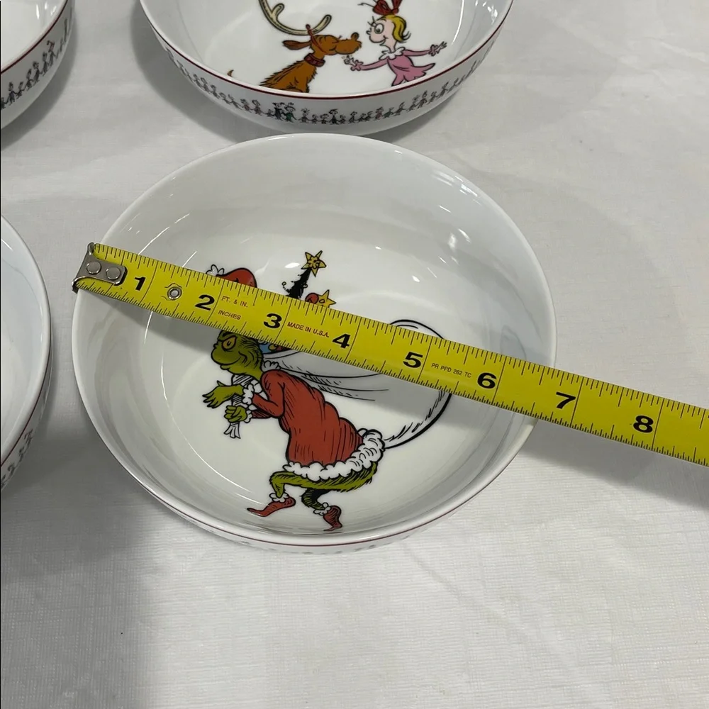 Williams Sonoma Dr. Seuss The Grinch Christmas Porcelain Cereal Bowls Set of 4